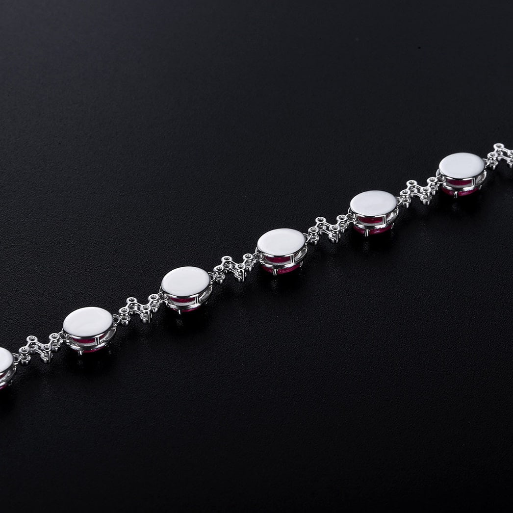 14k Gold 4.16 Ctw Natural Ruby & Diamond Bracelet - 4
