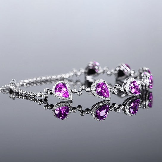 14k Gold 5.32 Ctw Natural Sapphire & Diamond Bracelet - 2