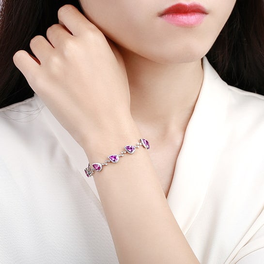 14k Gold 5.32 Ctw Natural Sapphire & Diamond Bracelet - 5