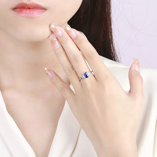 14k Gold 1.20 Ctw Natural Sapphire & Diamond Ring - 5