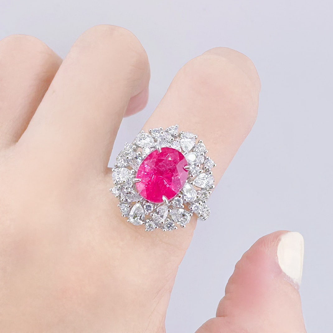 14k Gold 5.26 Ctw Natural Spinel & Diamond Ring/pendant( Without Chain ) - 4