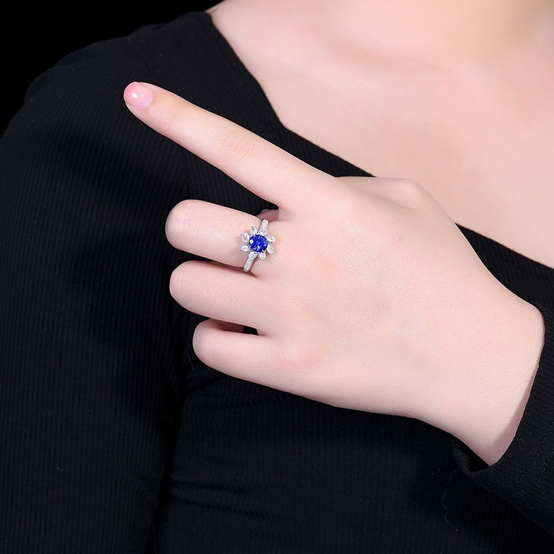 14k Gold 2.57 Ctw Natural Sapphire & Diamond Ring - 6