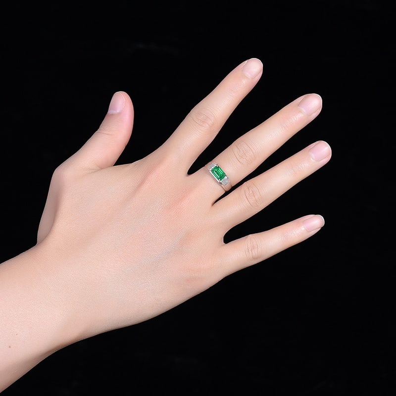 14k Gold 1.66 Ctw Vivid Green Natural Emerald & Diamond & Men¡¯s Ring - 6