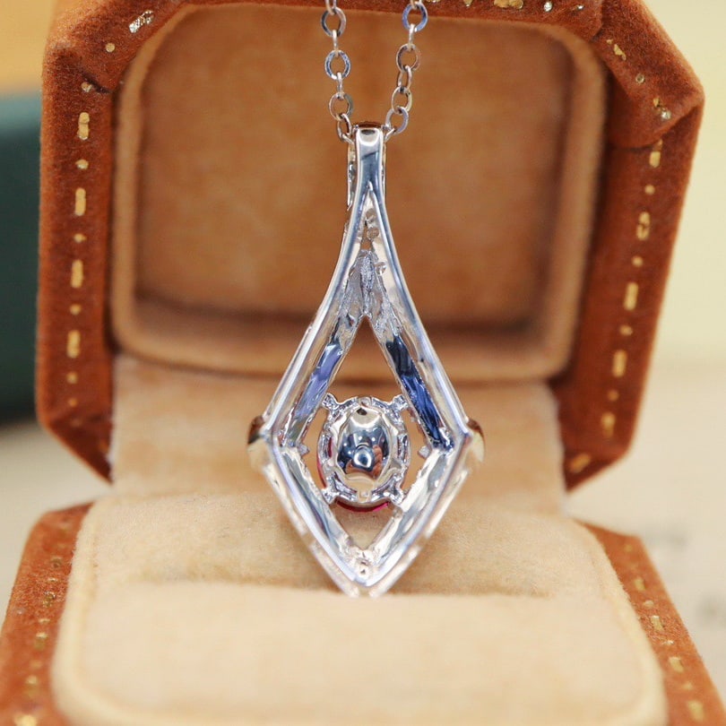 14k Gold 0.91 Ctw Natural Ruby & Diamond Pendant( Without Chain ) - 4