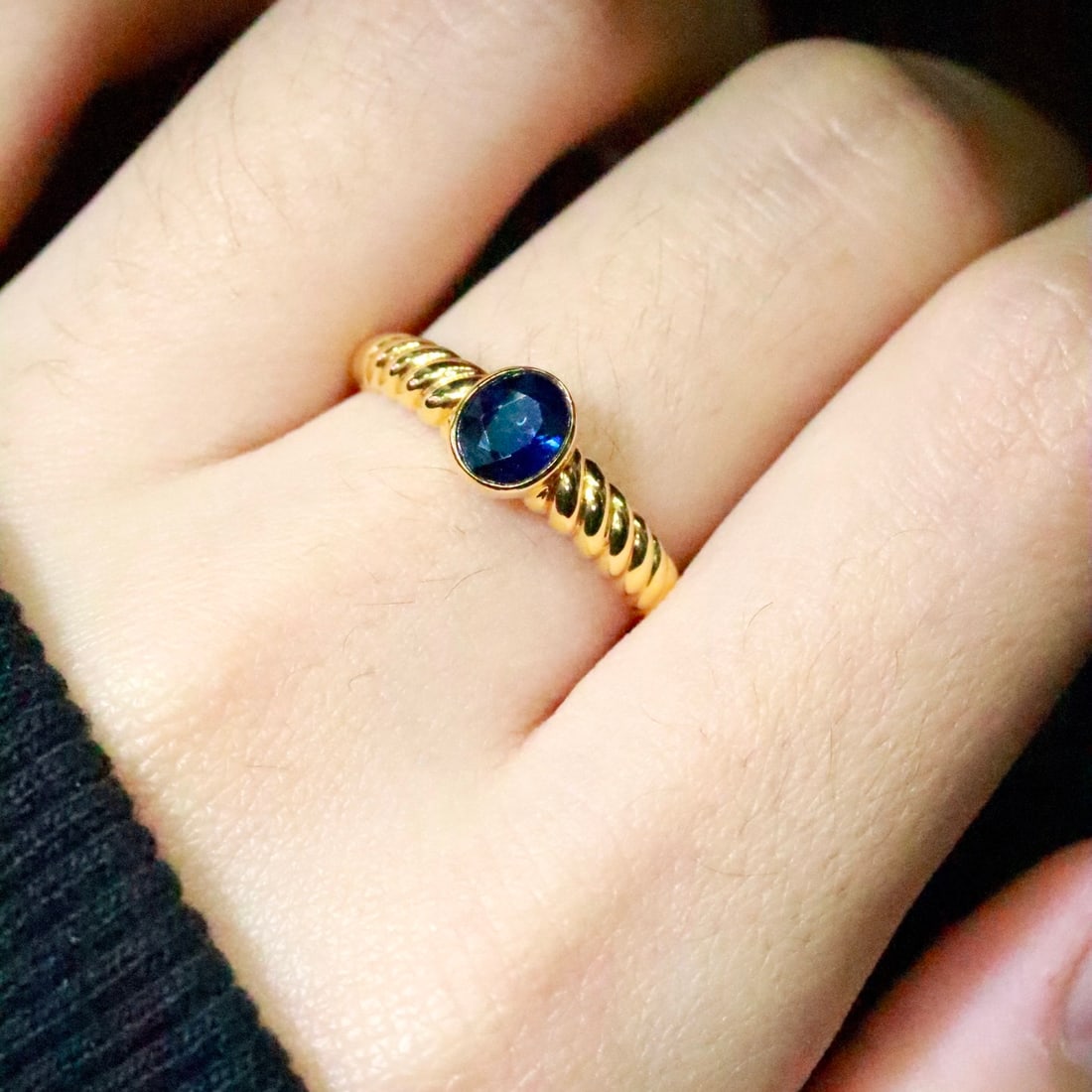 14k Gold 0.70 Ct Natural Sapphire Ring - 5
