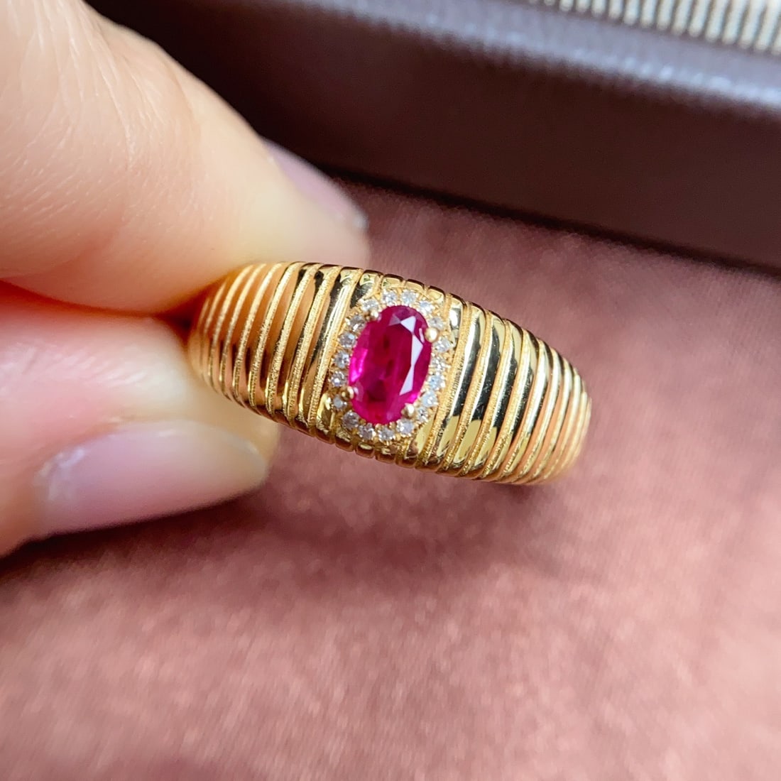 14k Gold 0.43 Ct Natural Ruby & Diamond Ring - 6