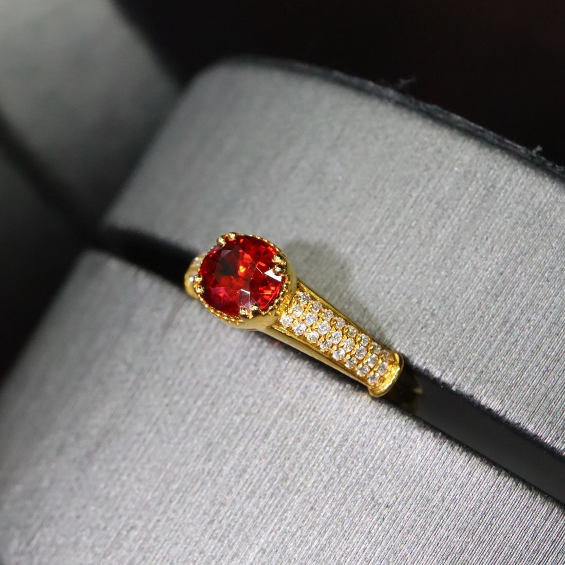 14k Gold 1.59 Ctw Natural Spessartine & Diamond Ring - 2