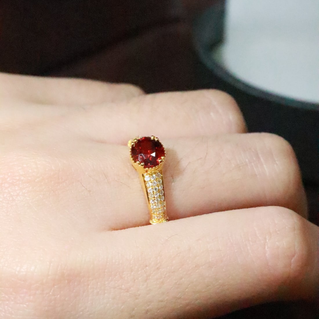 14k Gold 1.59 Ctw Natural Spessartine & Diamond Ring - 5