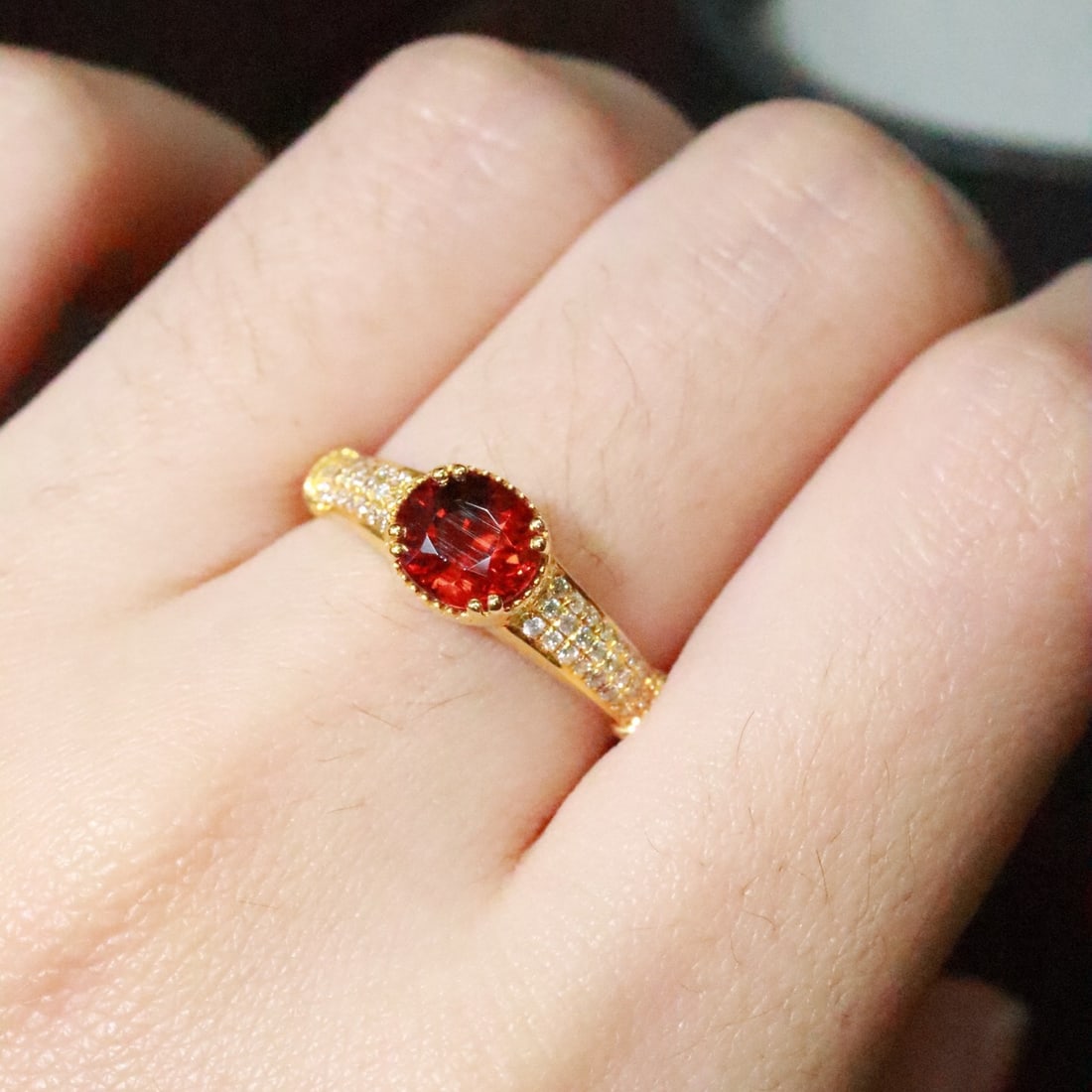 14k Gold 1.59 Ctw Natural Spessartine & Diamond Ring - 6