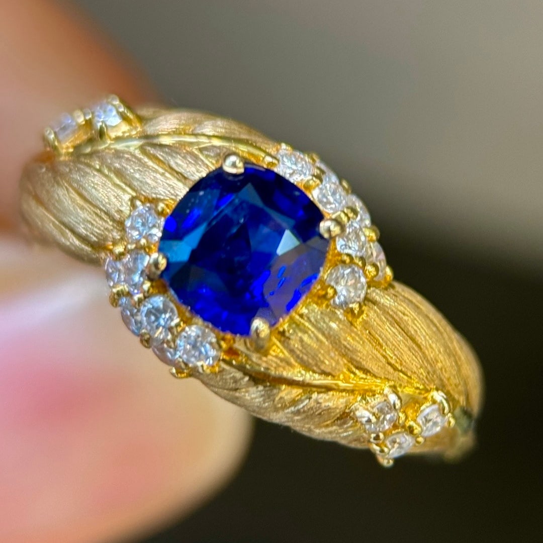 14k Gold 1.41 Ctw Natural Sapphire & Diamond Ring - 2