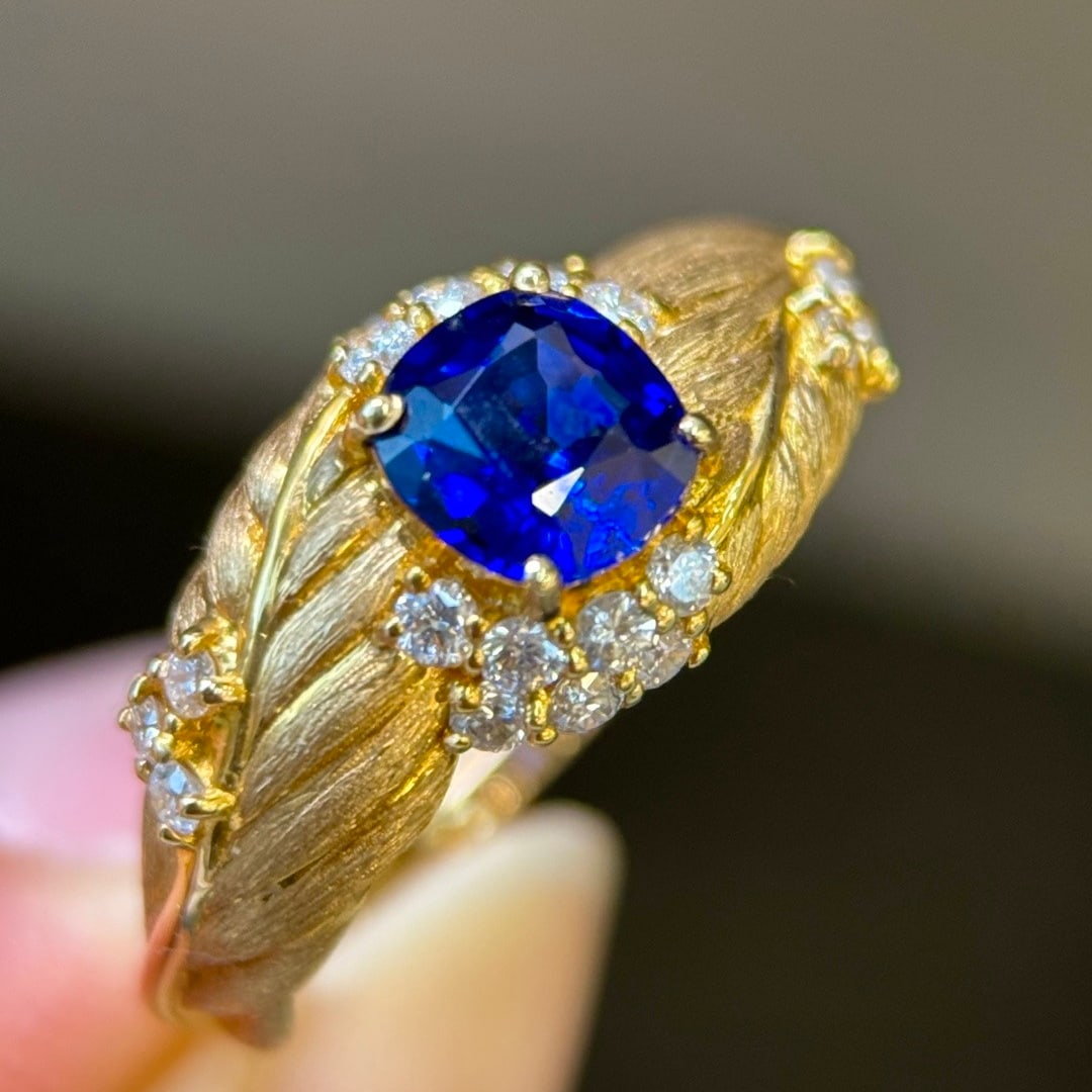 14k Gold 1.41 Ctw Natural Sapphire & Diamond Ring - 3