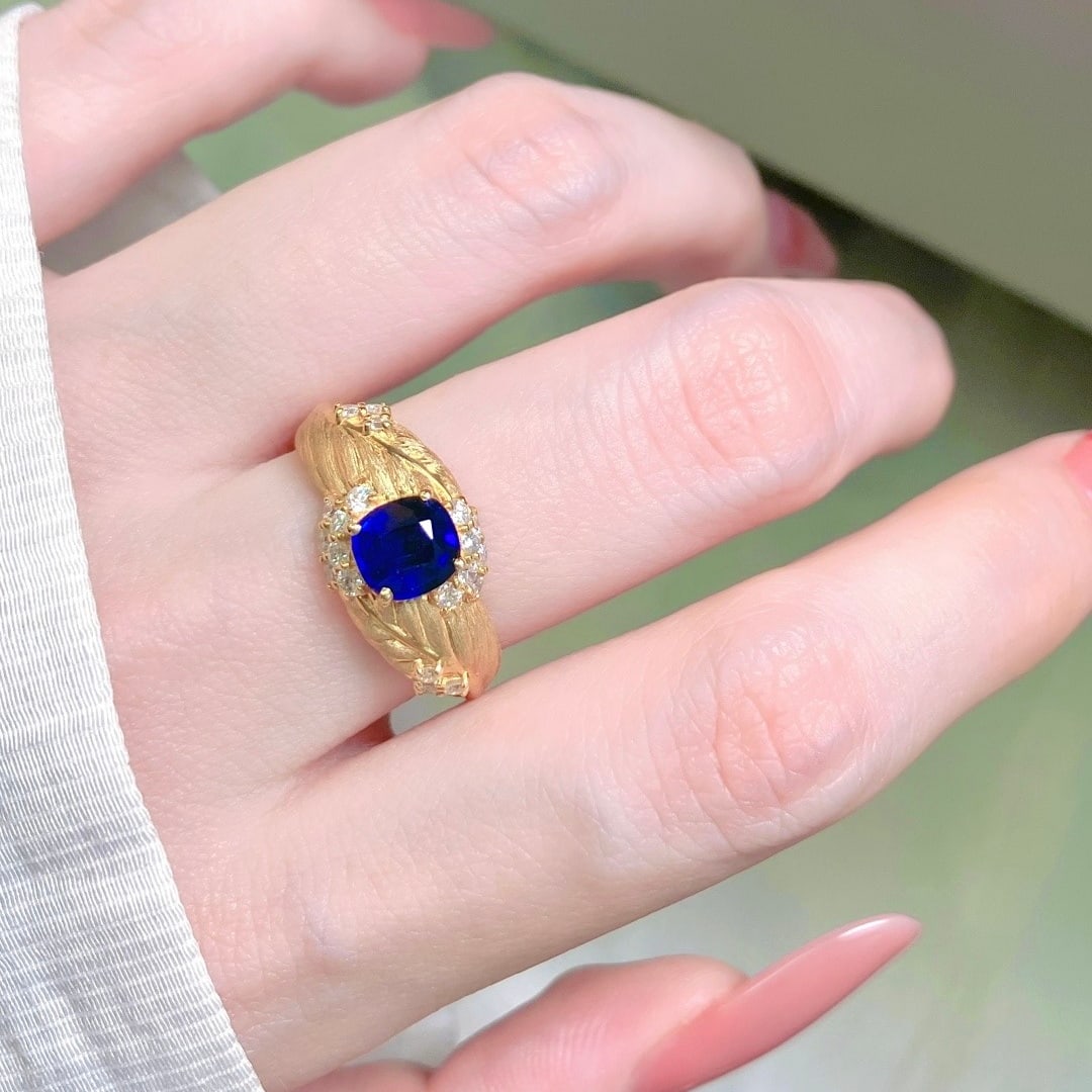 14k Gold 1.41 Ctw Natural Sapphire & Diamond Ring - 7
