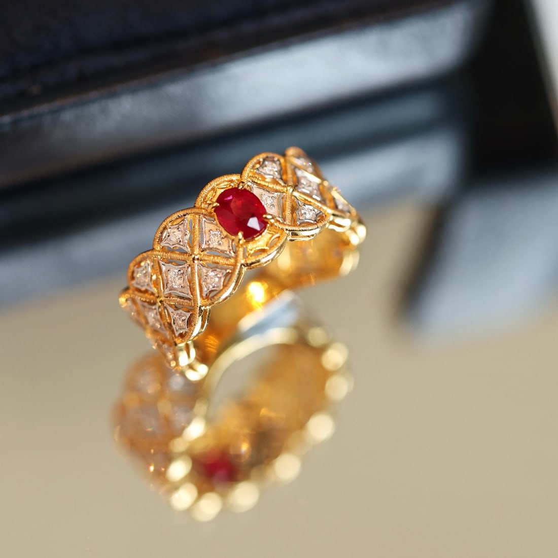 14k Gold 0.91 Ctw Natural Ruby & Diamond Ring - 4