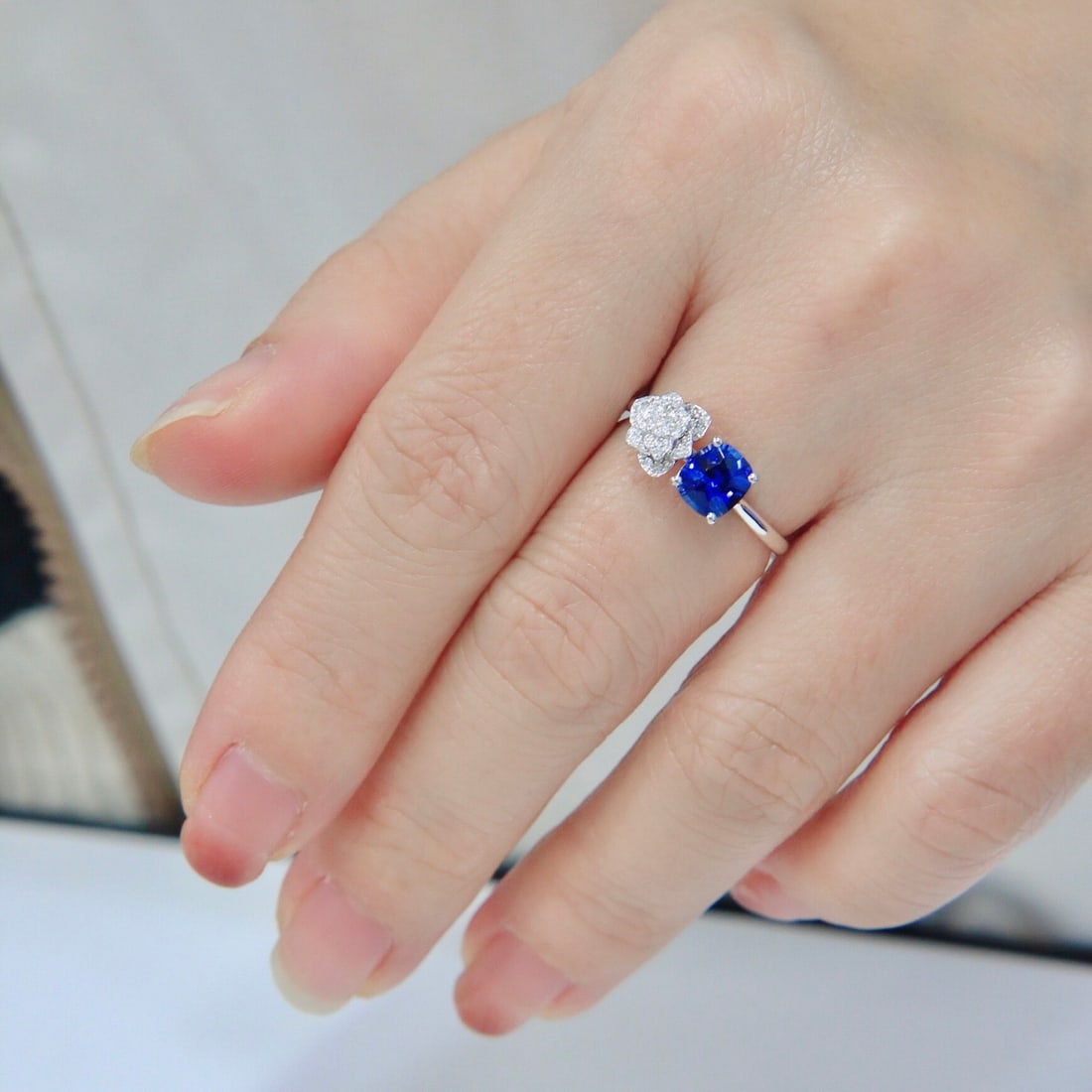 14k Gold 1.10 Ctw Natural Sapphire & Diamond Ring - 5