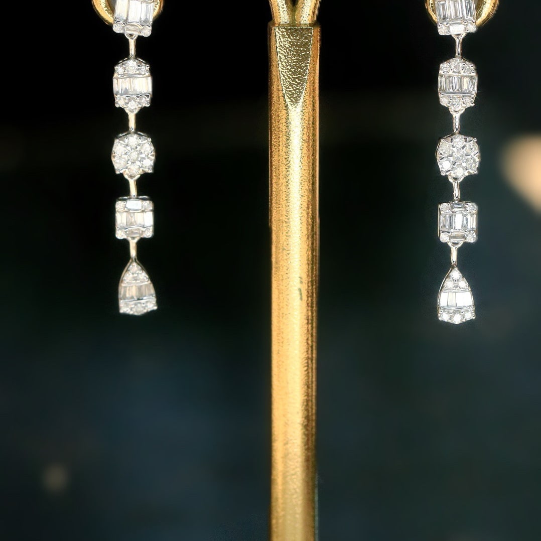 14k Gold 1 Ct Natural H Diamond Earrings - 3