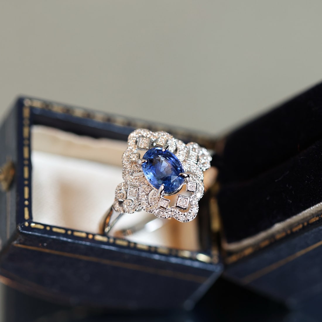 14k Gold 1.51 Ctw Natural Sapphire & Diamond Ring - 2