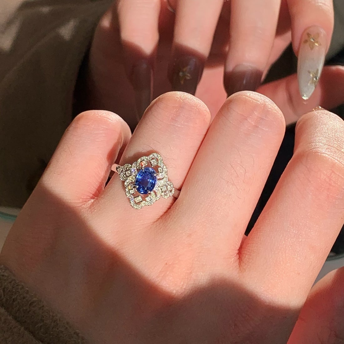 14k Gold 1.51 Ctw Natural Sapphire & Diamond Ring - 5