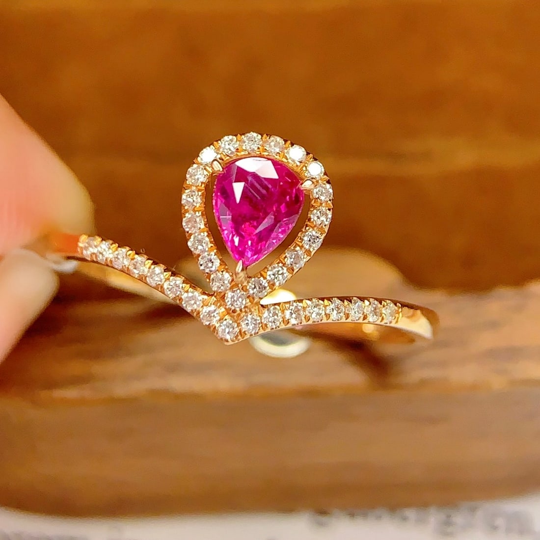 14k Gold 0.5 Ct Natural Ruby & Diamond Ring - 4