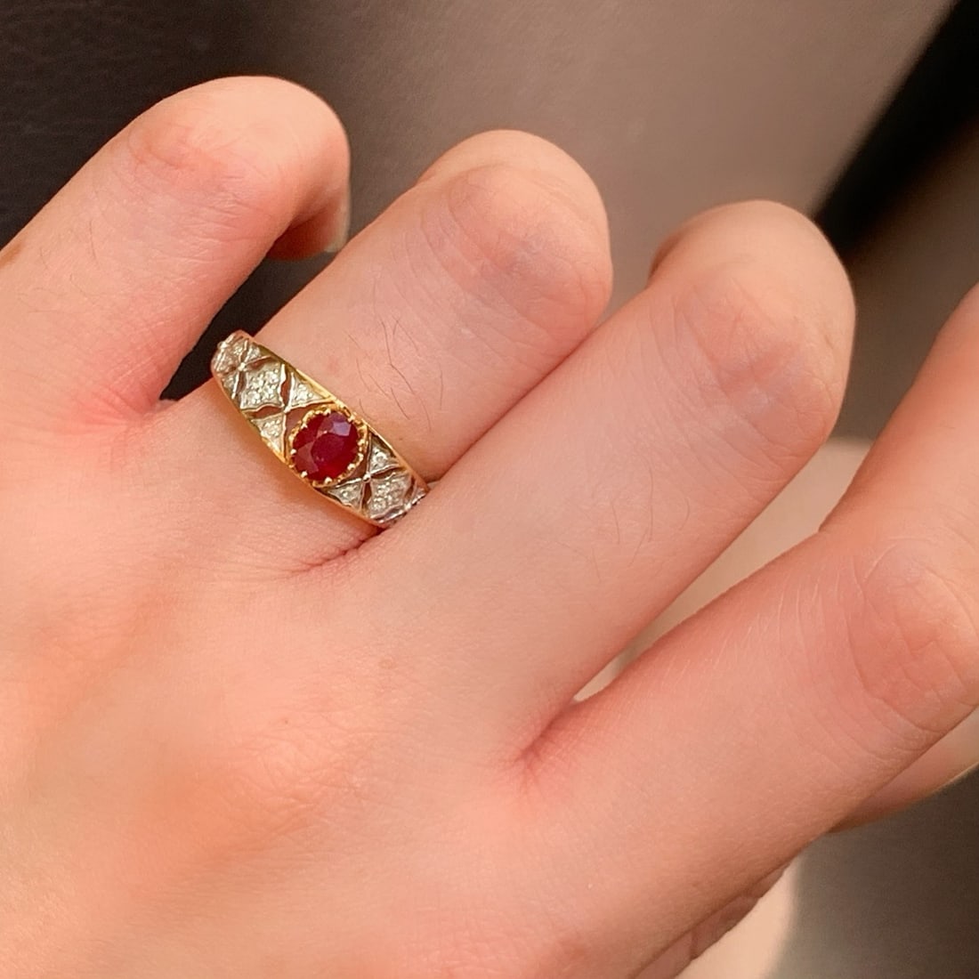 14k Gold 0.66 Ctw Natural Ruby & Diamond Ring - 5