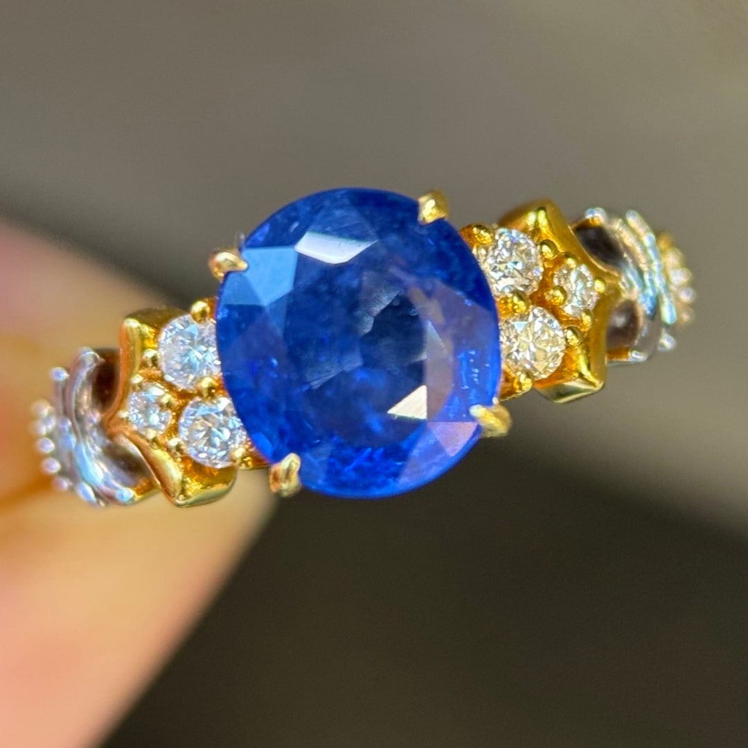 14k Gold 2.27 Ctw Natural Sapphire & Diamond Ring - 2