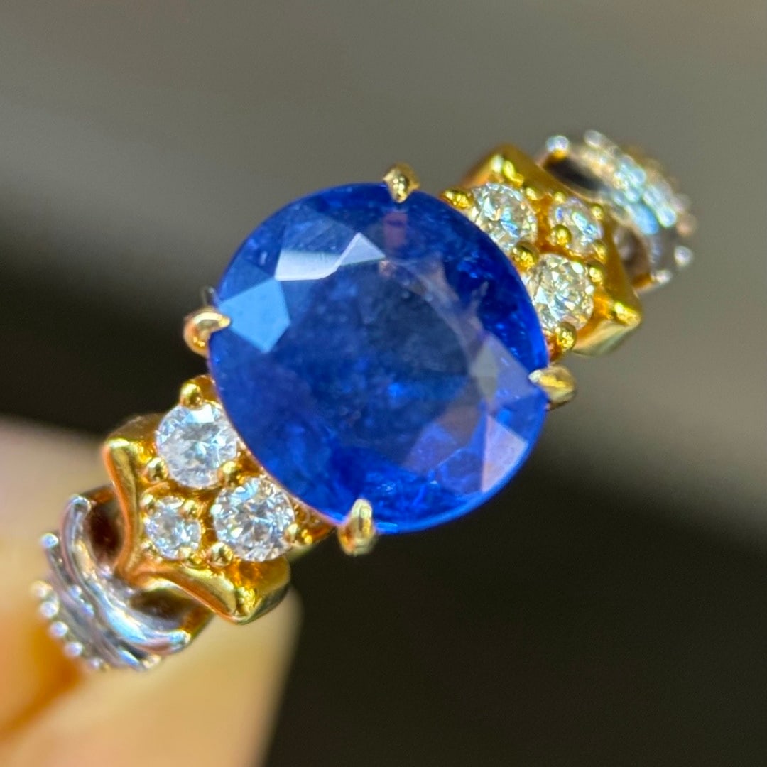 14k Gold 2.27 Ctw Natural Sapphire & Diamond Ring - 3