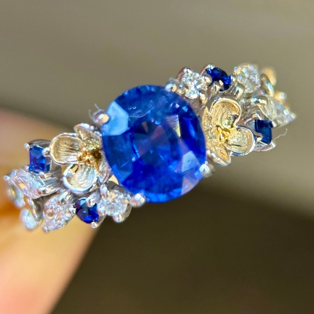 14k Gold 1.83 Ctw Natural Sapphire & Diamond Ring - 2