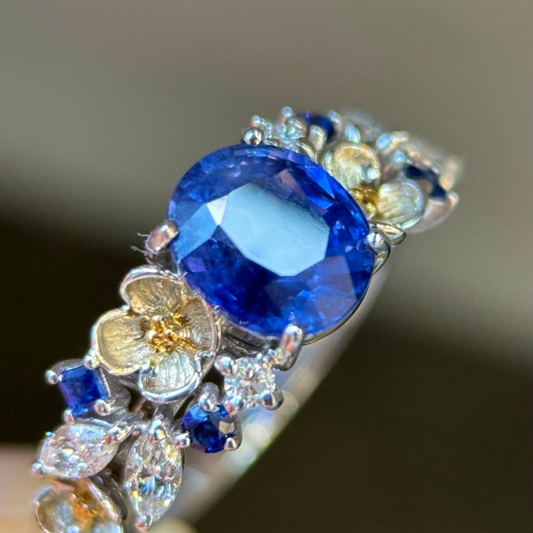 14k Gold 1.83 Ctw Natural Sapphire & Diamond Ring - 3