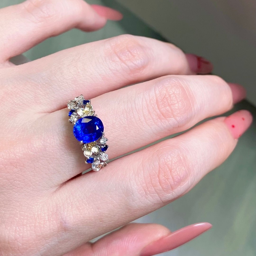 14k Gold 1.83 Ctw Natural Sapphire & Diamond Ring - 5