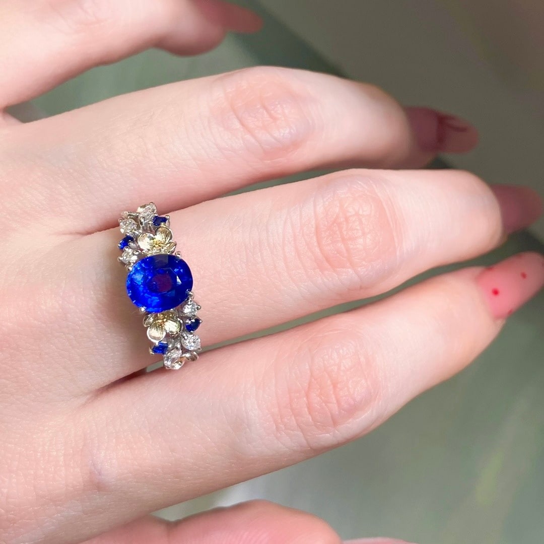 14k Gold 1.83 Ctw Natural Sapphire & Diamond Ring - 6