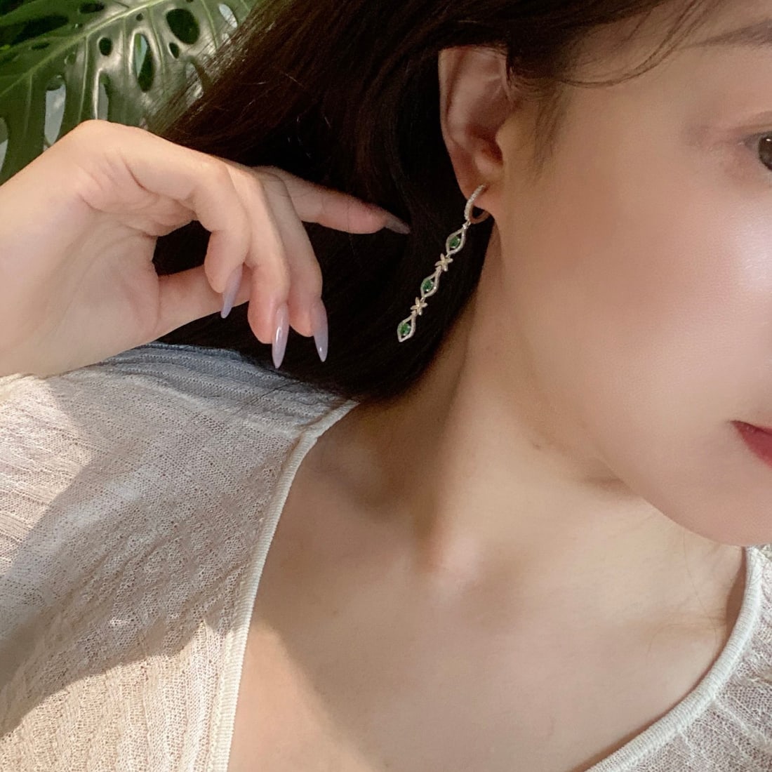 14k Gold 1.56 Ctw Natural Emerald & Diamond Earrings - 4