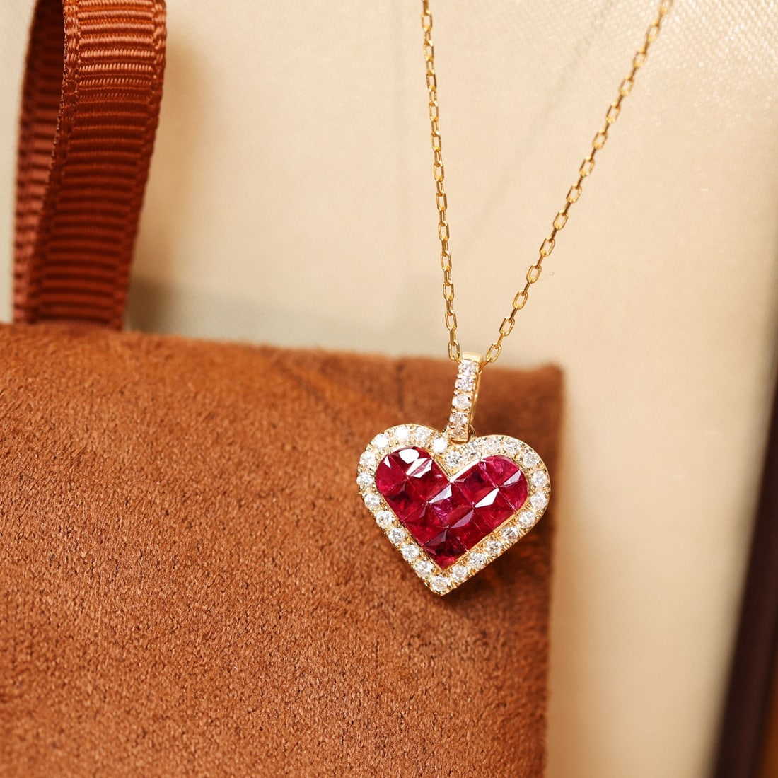 14k Gold 0.97 Ctw Natural Ruby & Diamond Pendant( Without Chain ) - 3