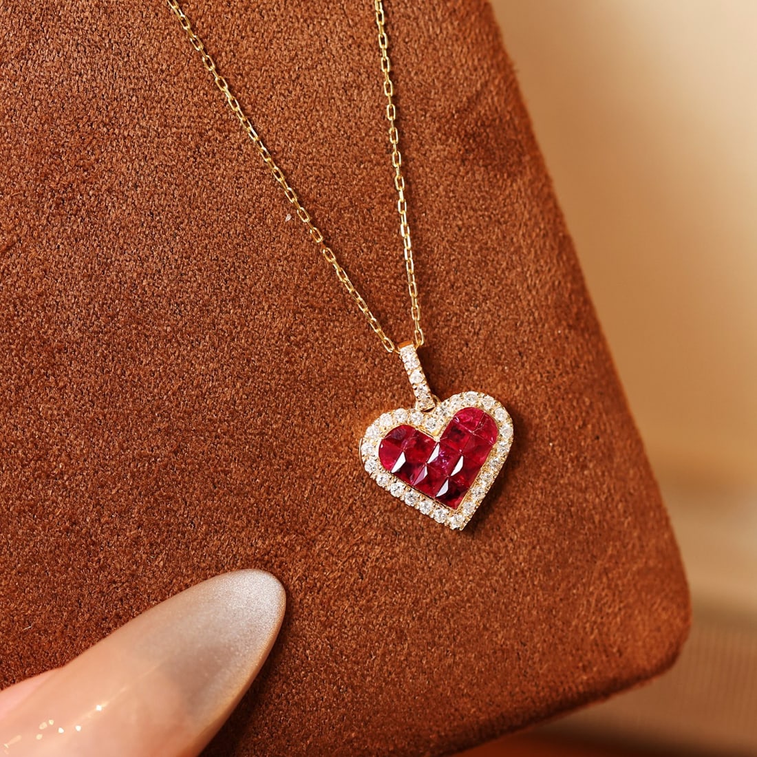 14k Gold 0.97 Ctw Natural Ruby & Diamond Pendant( Without Chain ) - 4