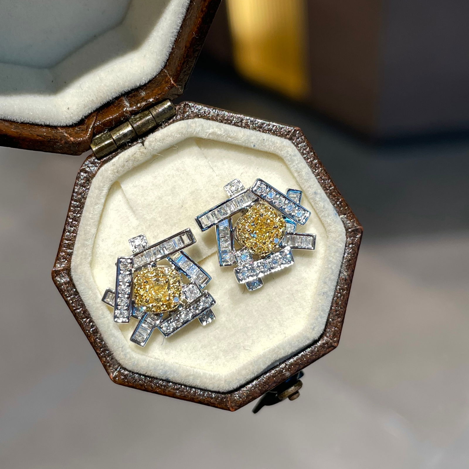 14k Gold 0.7 Ct Natural Color Diamond Earrings: Ref:231112427 // gold content:14k gold // main gemstone:diamond // shape:multiple // carat weight:0. 7ct // clarity grade:vs-si // color:color // treatment:natural // Condition: NewLow Estimate: