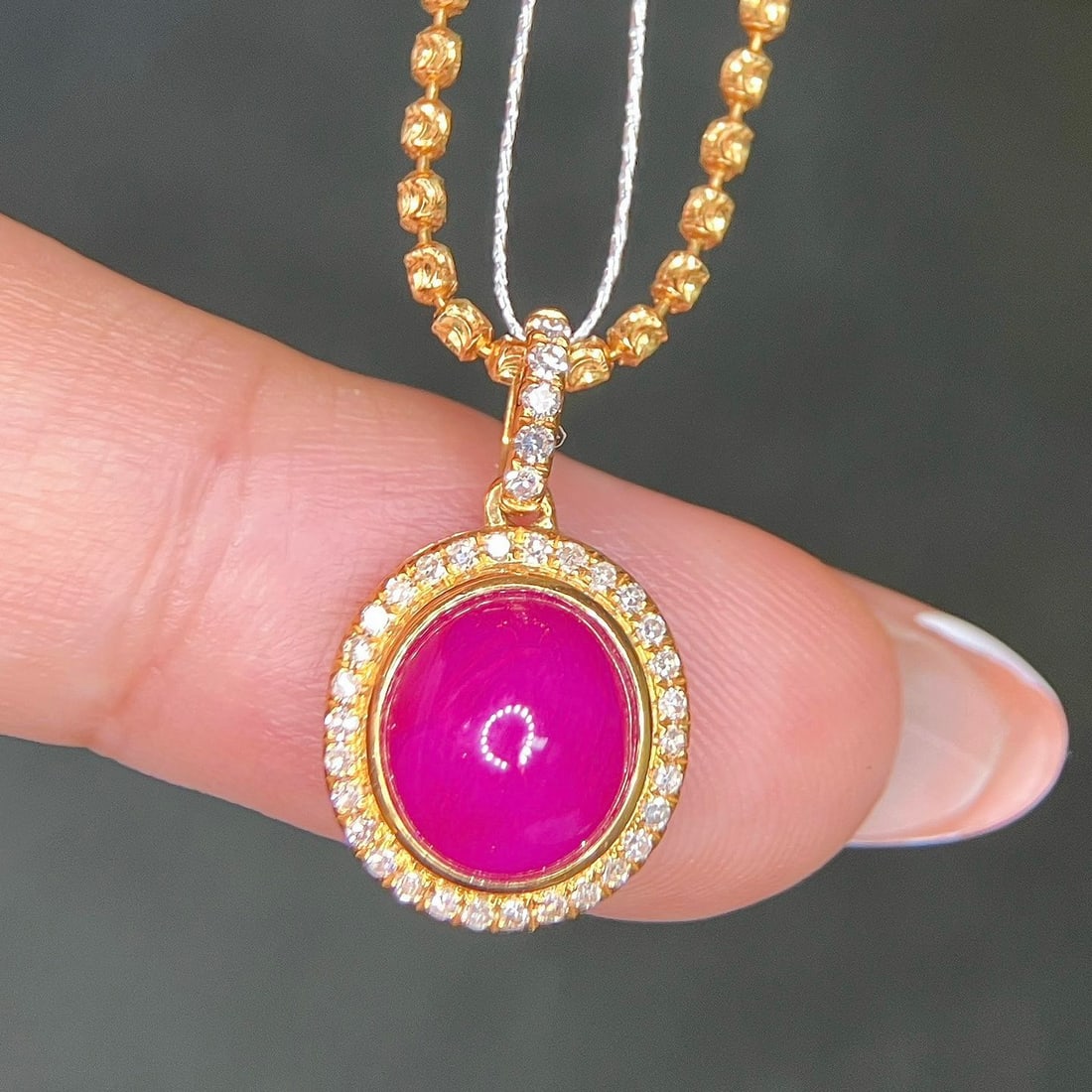 14k Gold 3.75 Ctw Natural Ruby & Diamond Pendant( Without Chain ) - 3