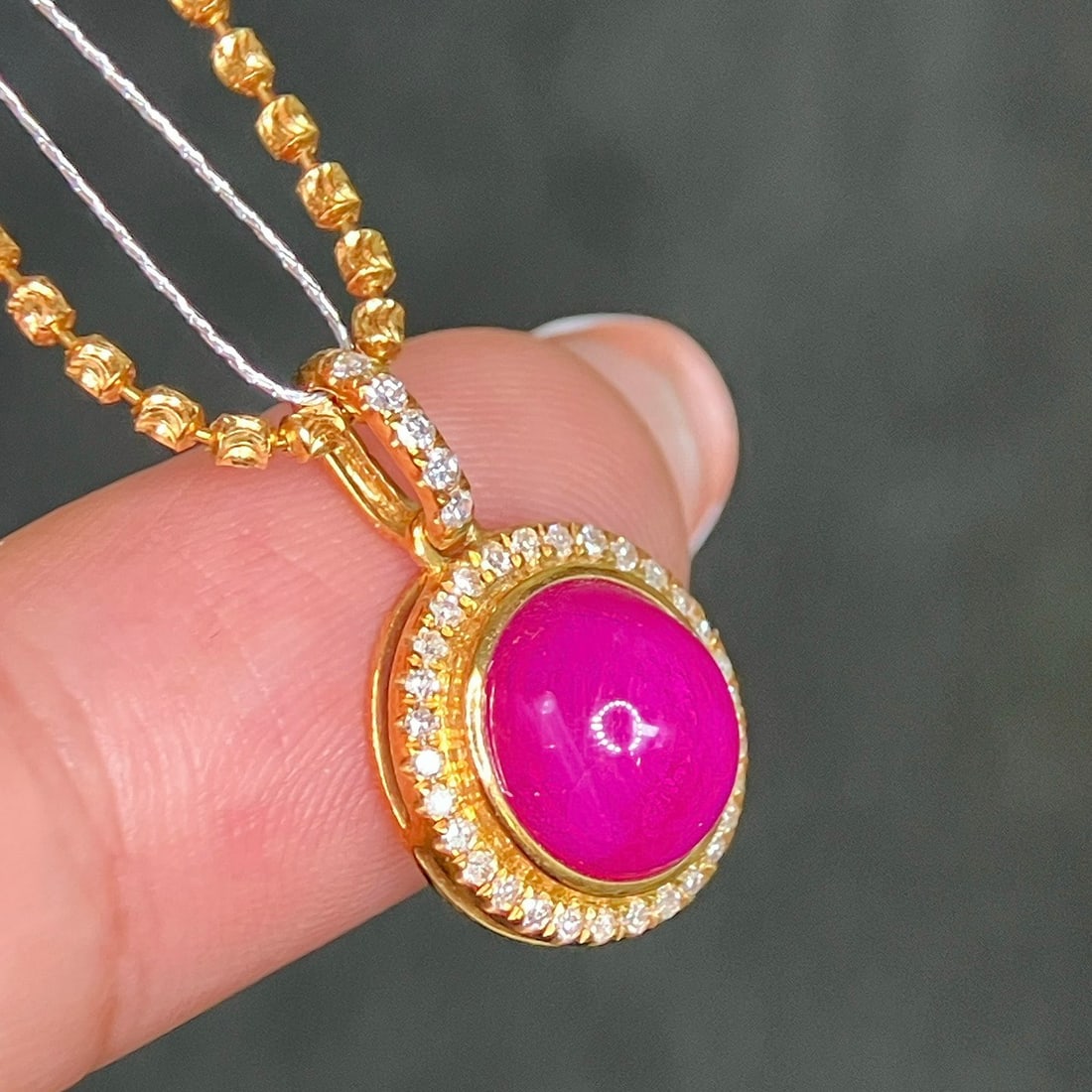 14k Gold 3.75 Ctw Natural Ruby & Diamond Pendant( Without Chain ) - 4