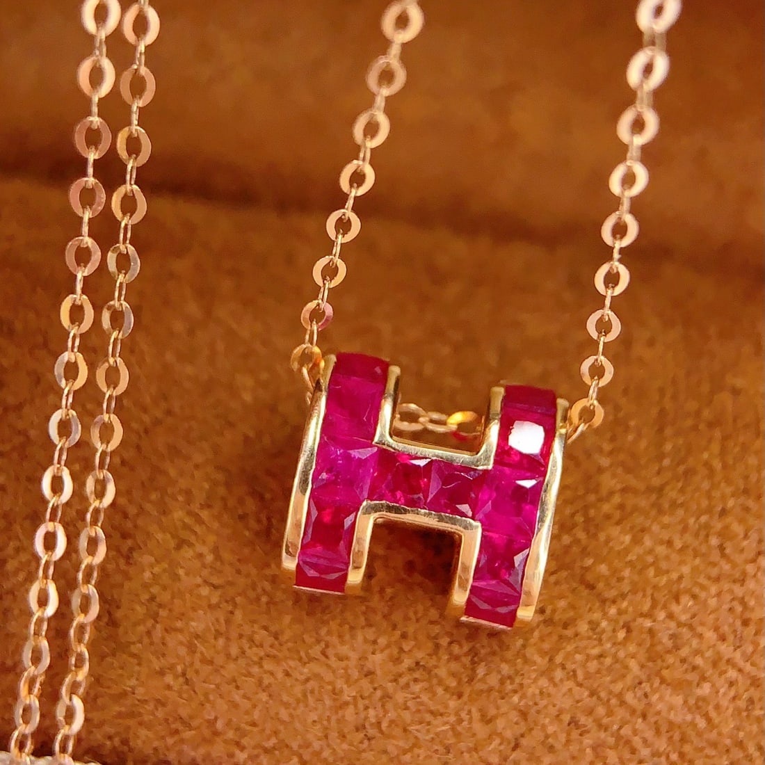 14k Gold 1 Ct Natural Ruby Necklace - 4