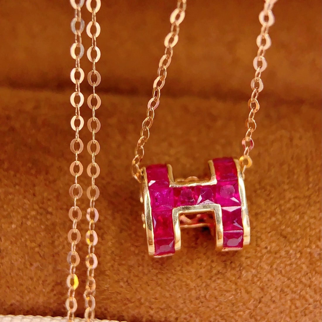 14k Gold 1 Ct Natural Ruby Necklace - 5