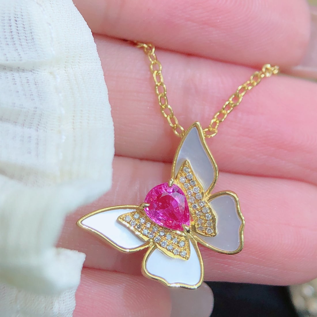 14k Gold 0.63 Ct Natural Padparadscha Sapphire & Diamond Pendant( Without Chain ) - 2