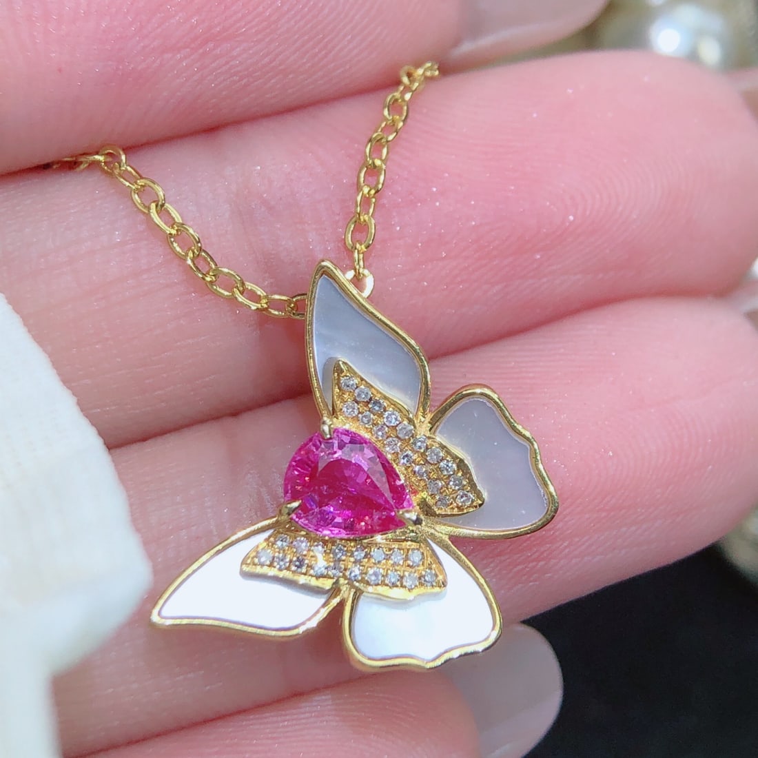 14k Gold 0.63 Ct Natural Padparadscha Sapphire & Diamond Pendant( Without Chain ) - 3