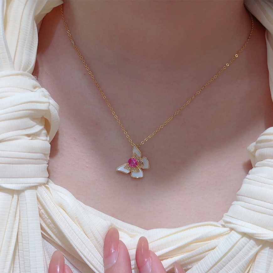 14k Gold 0.63 Ct Natural Padparadscha Sapphire & Diamond Pendant( Without Chain ) - 5