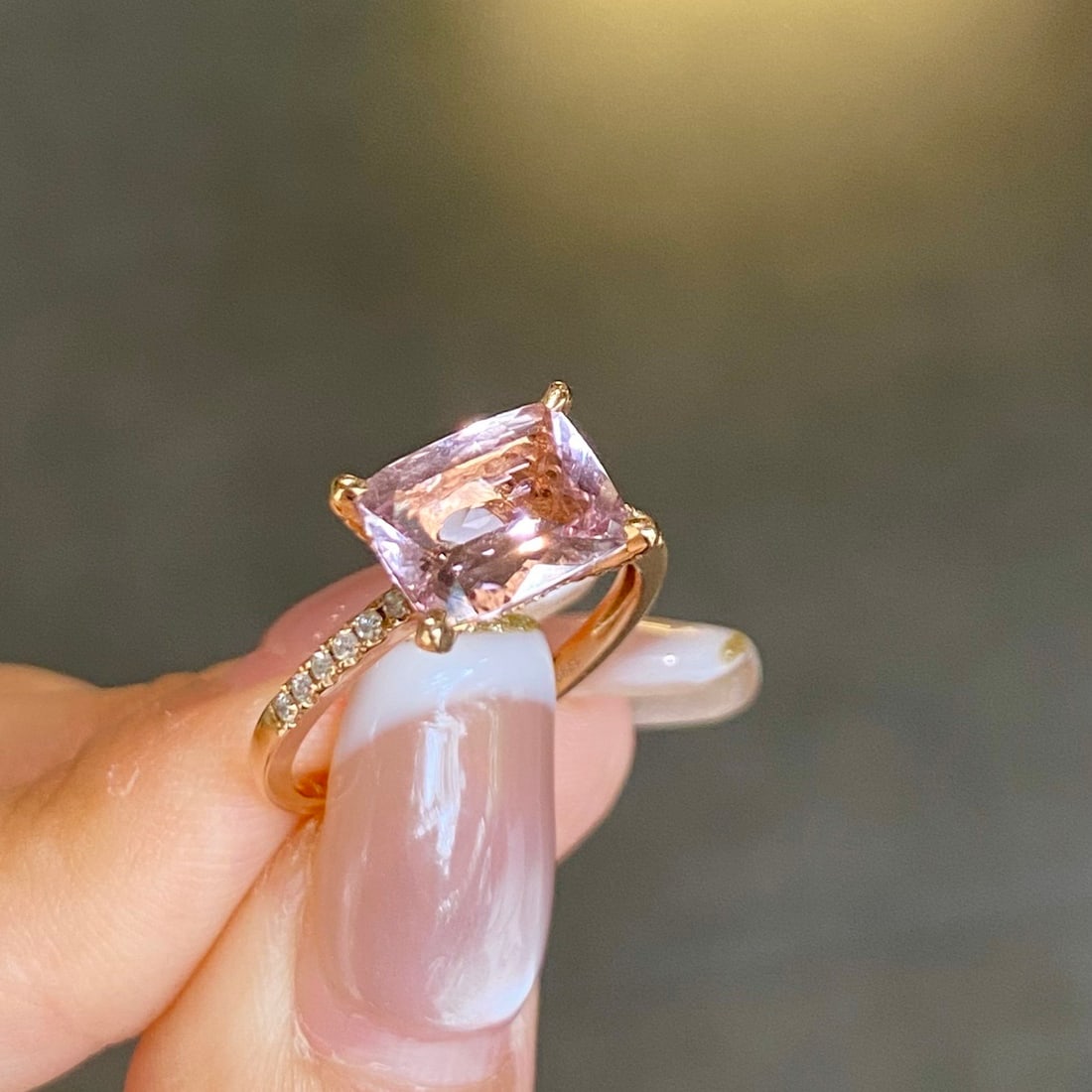 14k Gold 2.47 Ctw Natural Morganite & Diamond Ring - 5