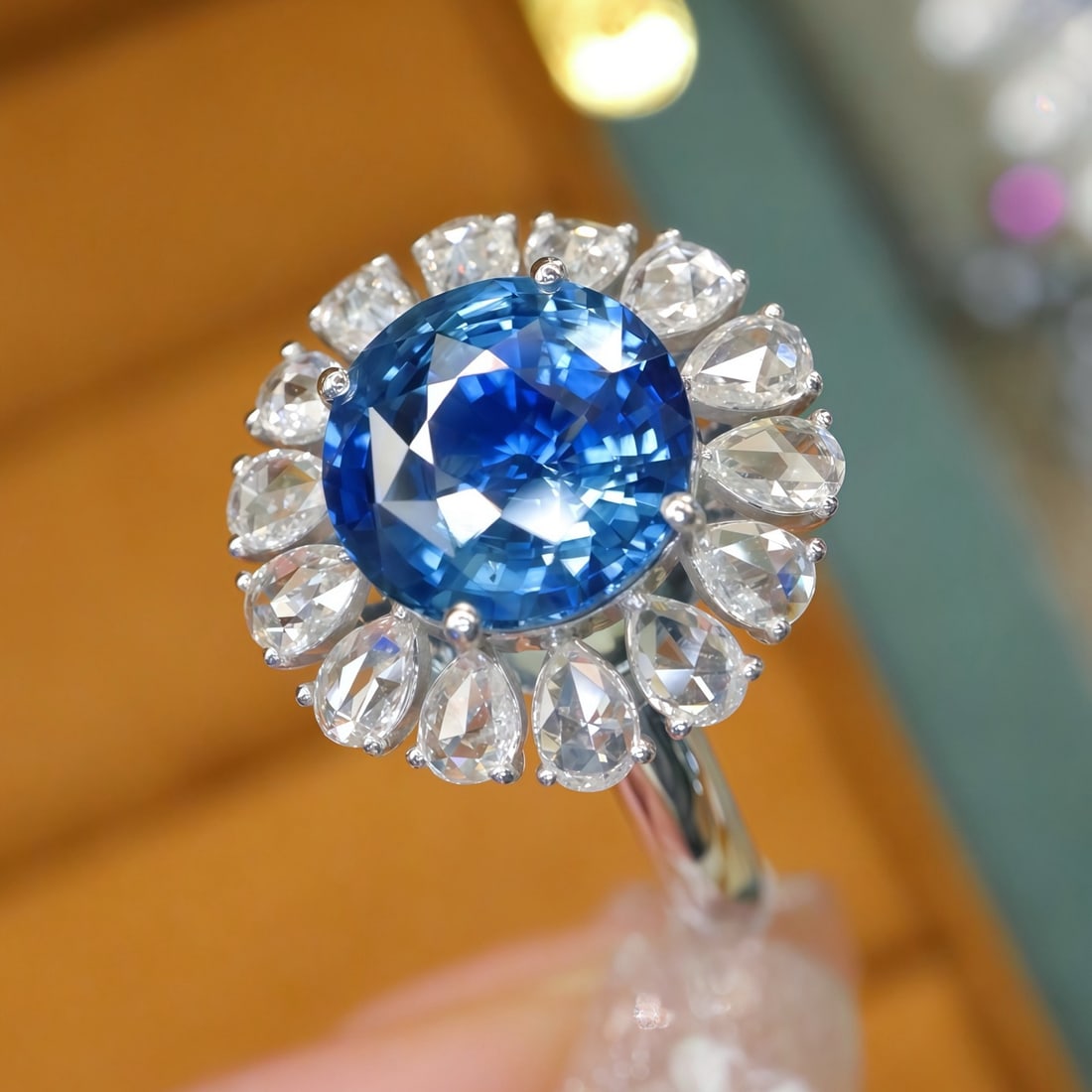 14k Gold 5.04 Ctw Natural Sapphire & Diamond Ring - 2