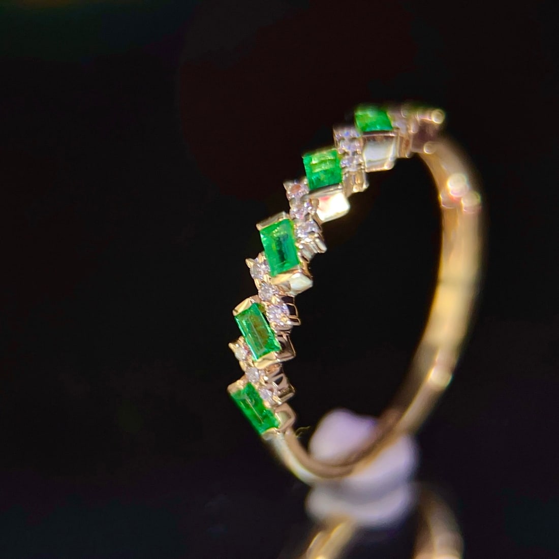 14k Gold 0.27 Ct Natural Emerald & Diamond Ring - 3