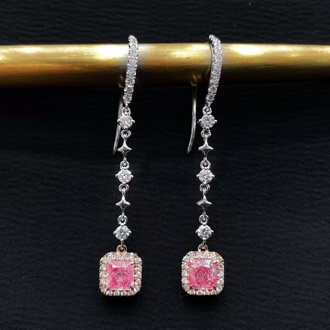 14k Gold 1.83 Ctw Natural Pink Diamond & Diamond Earrings (1 of 5)