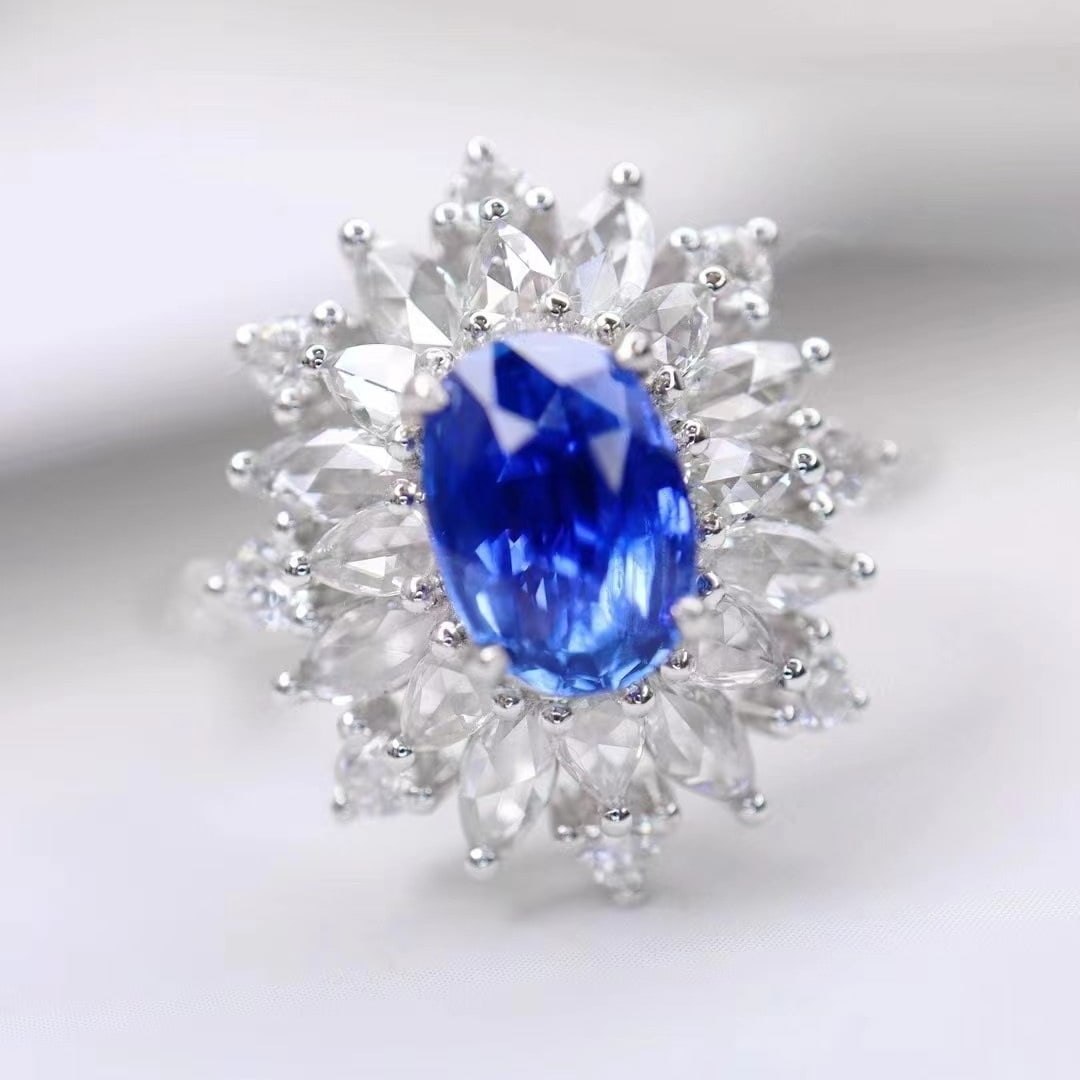 14k Gold 1.86 Ctw Natural Sapphire & Diamond Ring - 4