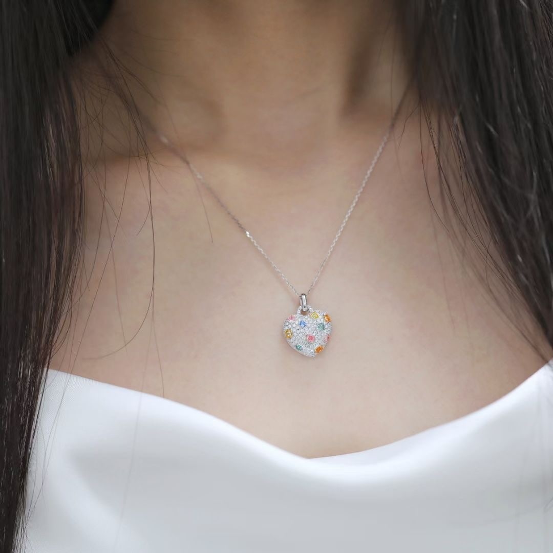 14k Gold 1.44 Ctw Natural Color Diamond & Diamond Pendant( Without Chain ) - 3