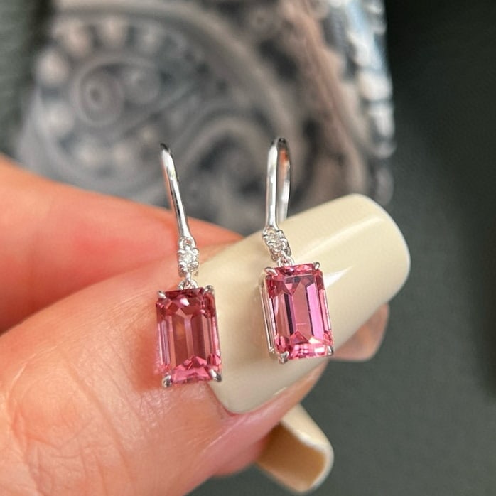 14k Gold 2.36 Ctw Natural Tourmaline & Diamond Earrings - 2