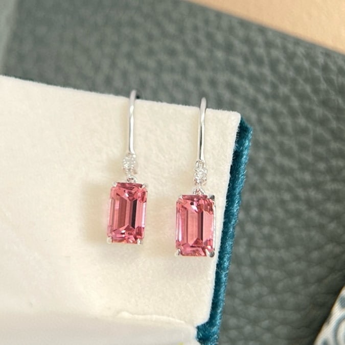 14k Gold 2.36 Ctw Natural Tourmaline & Diamond Earrings - 3