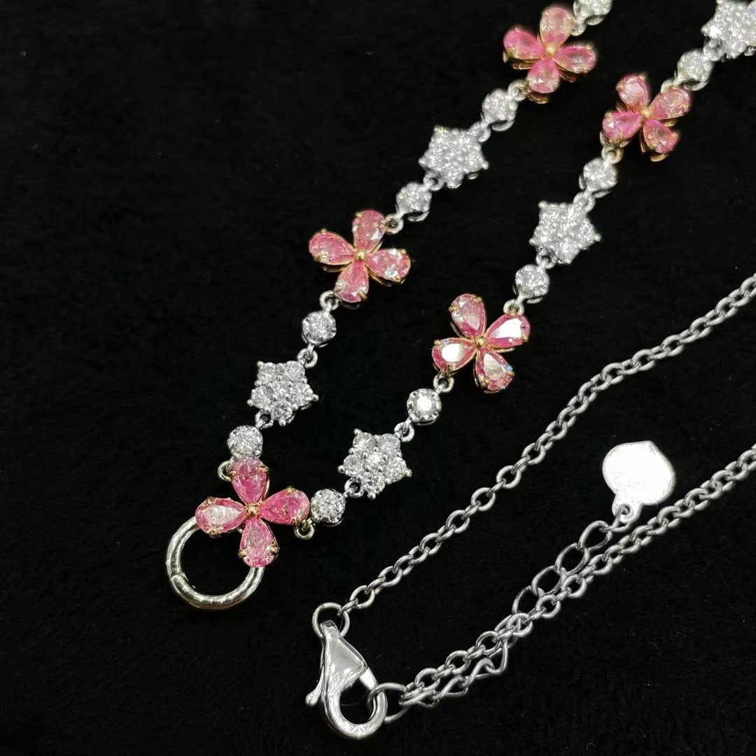 14k Gold 2.67 Ctw Natural Pink Diamond & Diamond Necklace - 3