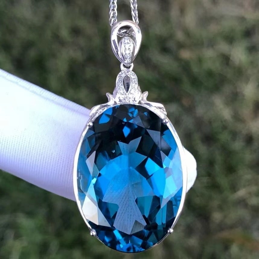 14k Gold 36.1 Ct Natural Topaz & Diamond Pendant( Without Chain ) - 5